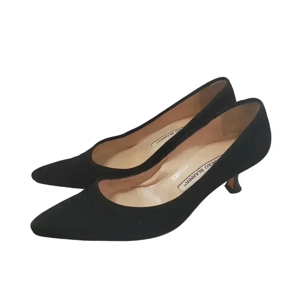 MANOLO BLAHNIK VARENNA pumps #35.5 shoes heels Suede Black